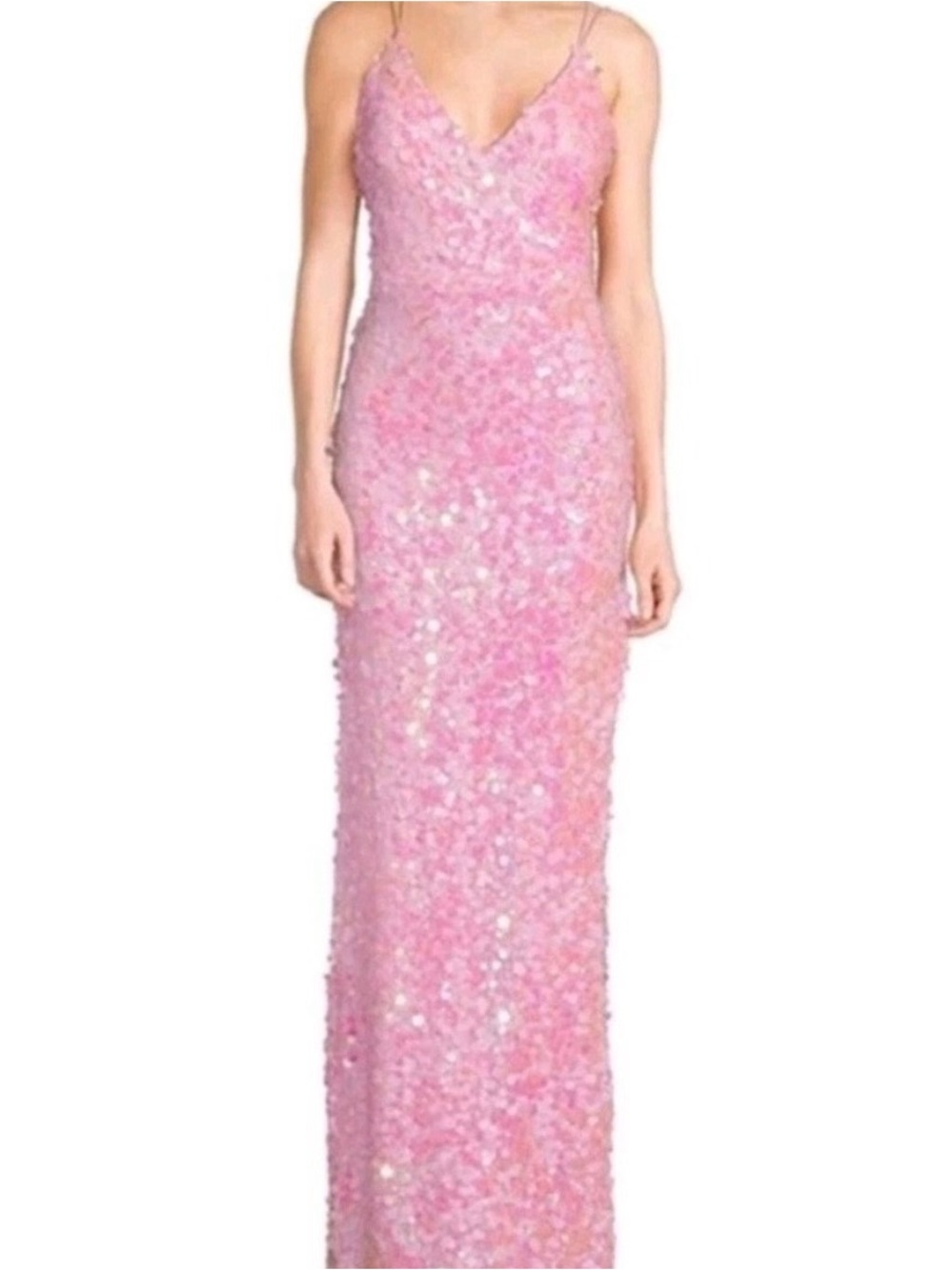 B Darlin Pink Sequin Spaghetti-Strap Gown